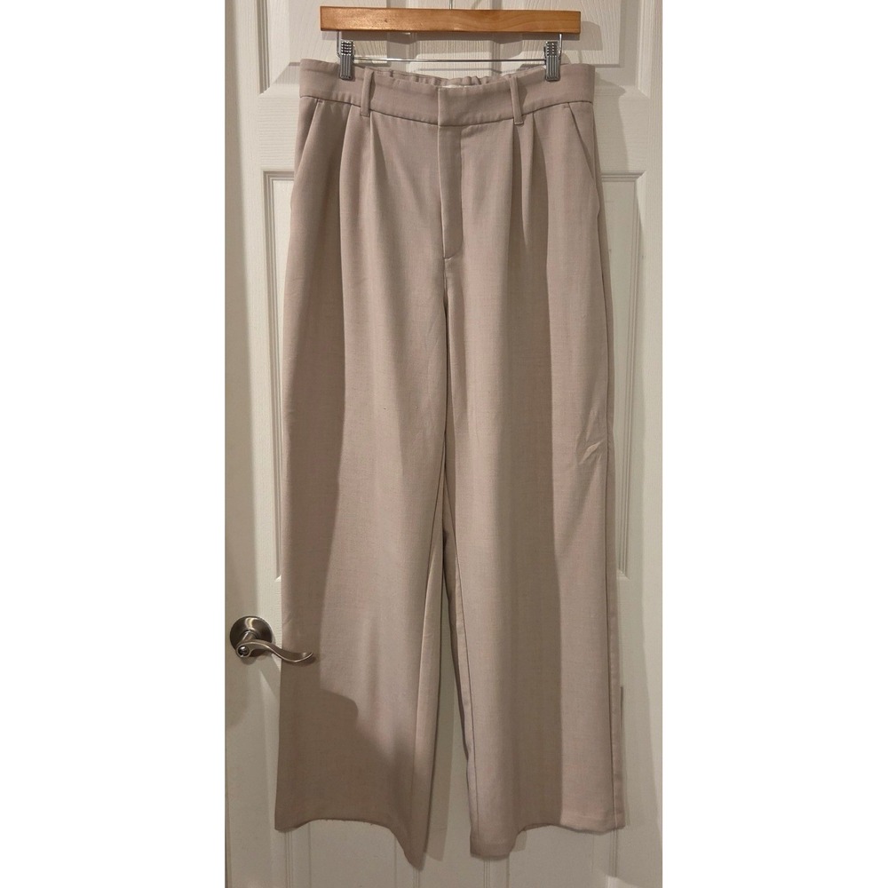 Abercrombie Sloane Tailored Wide Leg Pants Women's L Long Beige High Rise